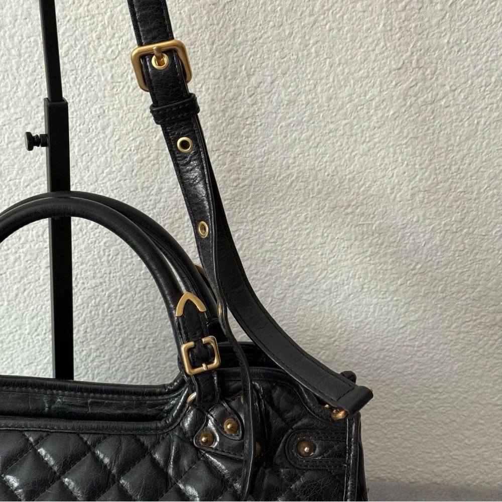 Rebecca Minkoff Quilted Leather Desired Satchel/Crossbody Bag Studded